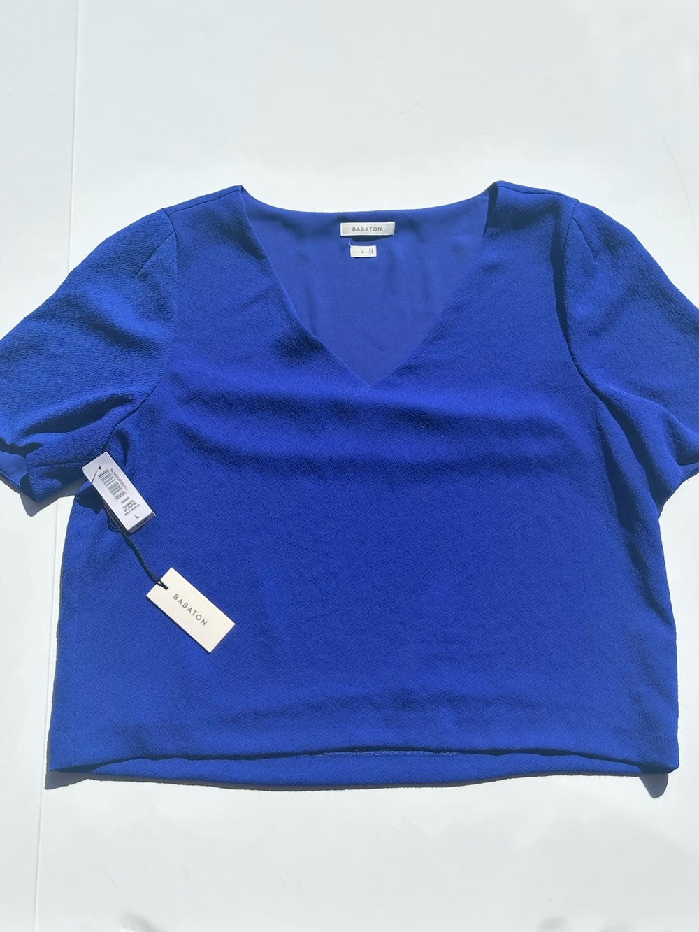 Babaton Aritzia Randy Blouse Wild Indigo Royal Blue V-Neck Top Large L NWT